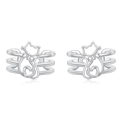 Celtic Knot/Celtic Knot/Bat/Filigree Viking Earrings 925 Sterling Silver Non Piercing Ear Cuff Earrings Cool Earring Cuff for Women Men - color: cat