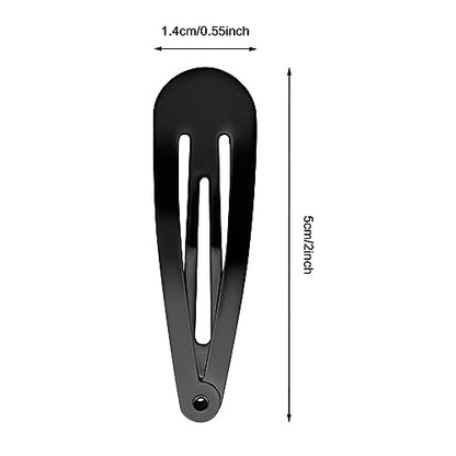 2 Inch Hair Clips, Funtopia 120 Pcs Women Black Barrettes Snap Hair Clips | No Slip Metal Barrettes for Girls Kids Teens Women - color: 2.Black