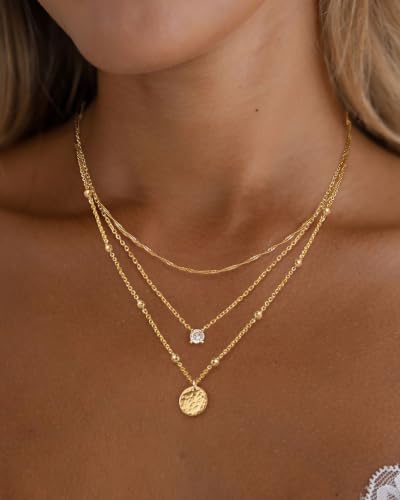 Ewrkbr Layered Necklaces for Women,Dainty Gold Necklace Stack 14k Gold Plated Layering Chain Choker Necklace Set Simple Statement Gold Necklaces for Women Trendy Waterproof Jewelry - color: Gold-Set1