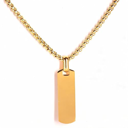 Bar Pendant Necklace for Men & Women, Minimalist Stainless Steel Vertical Bar Chain, Modern Trendy Jewelry with Matte Finish, Simple Pendant Gift for Daily Wear - color: Pendent Gold 1