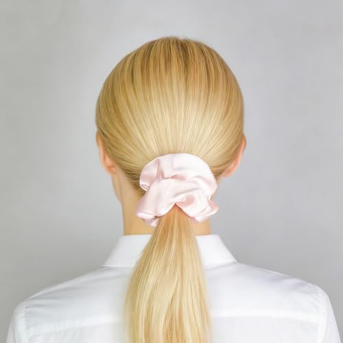 Claw Clips and Scrunchies Set 4pcs – 2 Medium Hair Clips, 2 Satin Scrunchies, Non-Slip Matte Square Hair Claws, Hair Accessories for Back to School, Birthday Gift, Daily Use, Light Pink - color: Light Pink