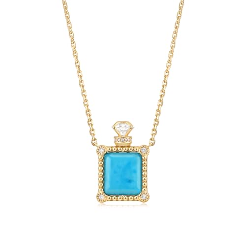 MYEARS Gold Necklace for Women Perfume Bottle Pendant Gemstone Cubic Zirconia 14K Simple Dainty Chain Gift Jewelry