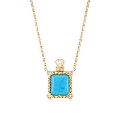 MYEARS Gold Necklace for Women Perfume Bottle Pendant Gemstone Cubic Zirconia 14K Simple Dainty Chain Gift Jewelry