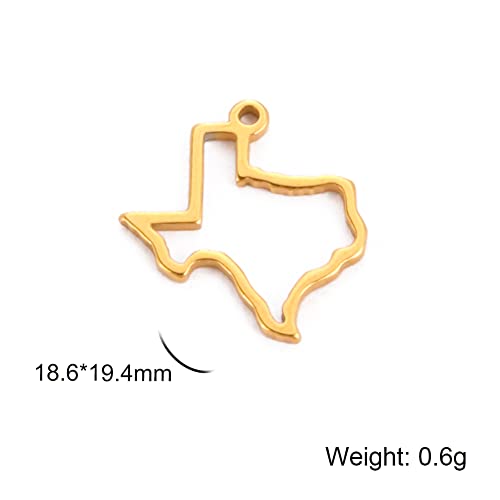 kkjoy 5Pcs Hollow Continents Maps of USA Pendant Charms for Jewelry Making and Crafting, Stainless Steel Mini Charm Craft Supplies Accessories for DIY Bracelet Necklace Earrings - color: Hollow Texas Map - Gold