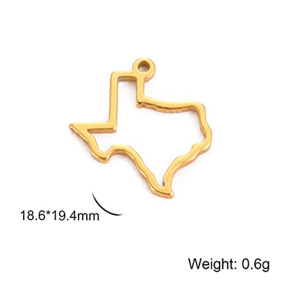 kkjoy 5Pcs Hollow Continents Maps of USA Pendant Charms for Jewelry Making and Crafting, Stainless Steel Mini Charm Craft Supplies Accessories for DIY Bracelet Necklace Earrings - color: Hollow Texas Map - Gold
