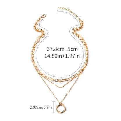 Artmiss Boho Layered Necklace Women Multilayer Long Chain Fashion Bar Pendant Necklace