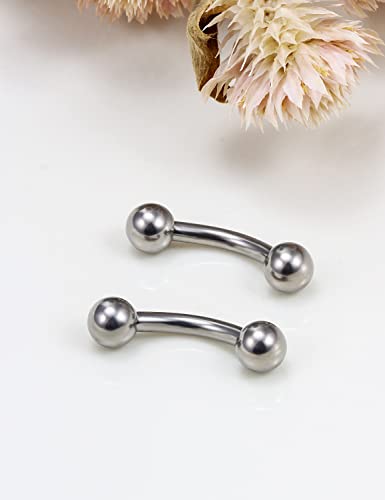 14G 16G Eyebrow Piercing Jewelry G23 Titanium Curved Barbell Eyebrow Ring Vertical Labret Lip Jewelry Rook Daith Earrings Piercing Jewelry for Women Men 6mm 8mm 10mm 12mm 14mm 16mm - color: 14G-8mm