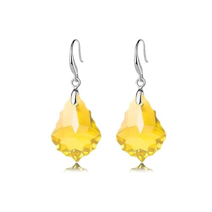 EVEVIC Austrian Crystal Baroque Teardrop Dangle Earrings for Women | 14K Gold-Plated,Hypoallergenic,Brilliant Facets,Fluid Movement,Easy-Wear Fishhook Fit,For Daily Wear And Special Occasions - color: Yellow