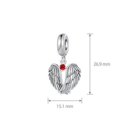 LSxAB Guardian Angle Wings Jan-Dec Birthstone Charm Compatible with Pandora Charms Bracelets for Women Charm - style: 07 Red