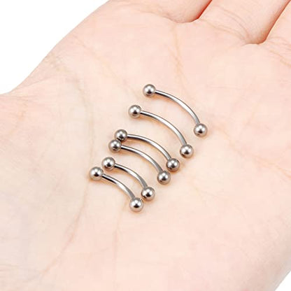 14G 16G Eyebrow Piercing Jewelry G23 Titanium Curved Barbell Eyebrow Ring Vertical Labret Lip Jewelry Rook Daith Earrings Piercing Jewelry for Women Men 6mm 8mm 10mm 12mm 14mm 16mm - color: 16G,8mm-10mm-12mm