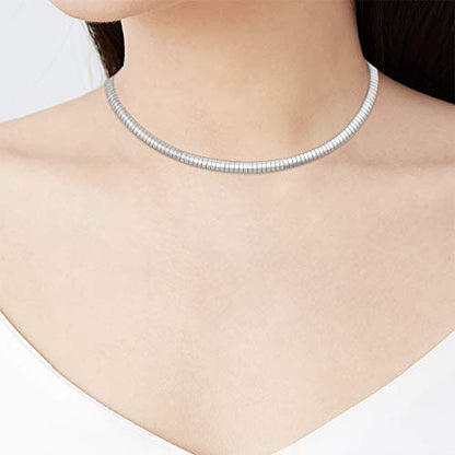 Italian Omega Chain Necklace - color: Silver, size: 6mm