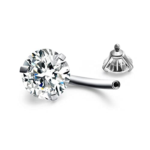FECTAS 14g Belly Button Rings Surgical Steel CZ Petite Navel Ring for Women Body Piercing Jewelry Petite select Barbell Len 6mm 8mm 10mm 12mm 14mm Silver - style: silver1-2pcs-6mm bar