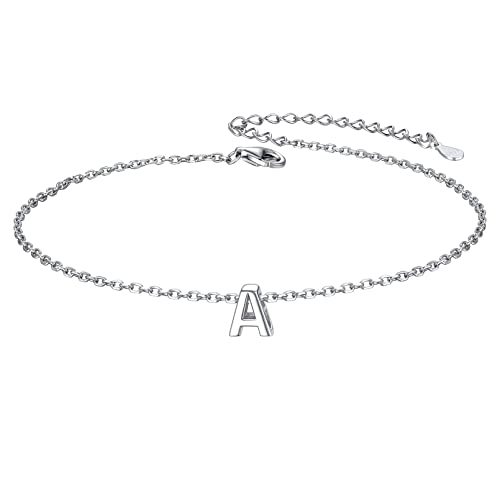 ChicSilver Initial Bracelet for Women 925 Sterling Silver Letter Initial Bracelet Dainty Personalized 26 Alphabet Jewelry Gifts for Birthday Anniversary Wedding - style: 01.A