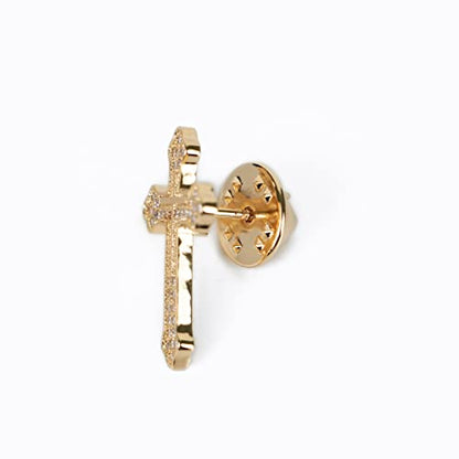 Men's Tie Pins Lapel Pins Brooches Suit Accessories - color: 1pcs cross gold