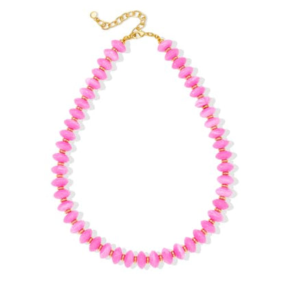Resin Chunky Beaded Necklace for Women,Vacation Jewelry | Acrylic Beads,Boho Summer Beach Handmade Jewelry,Trendy Bold Statement Beaded Necklace,Birthday Gift for Women - color: Pink