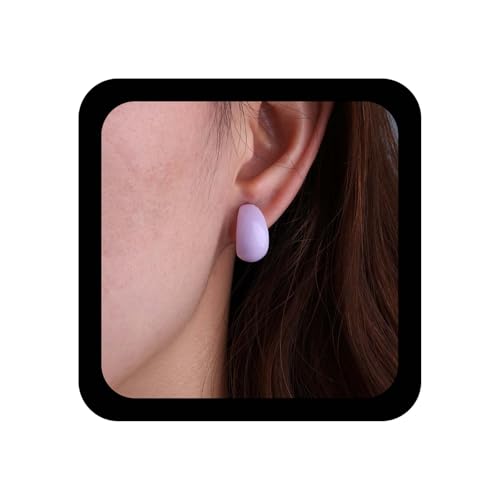 Green Acrylic Chunky Hoop Earrings Resin C Shaped Circle Open Hoop Earrings Vintage Cute Candy Geometric Earring Small Acrylic Studs Earring Jewelry for Women - color: Purple