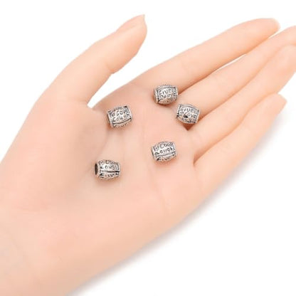 40pcs Live Love Laugh Large Hole Beads (4.5mm Hole) Antique Silver - size: Live Love Laugh Bead