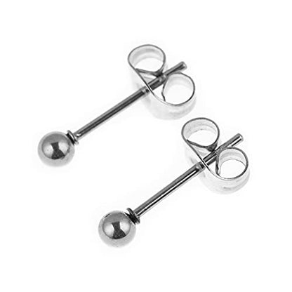 Stainless Steel Earrings Hypoallergenic Earrings, Ball Stud Silver Stud Earrings Set for Women Men Girls, Nickel Free Earrings - style: 3pairs(3mm)