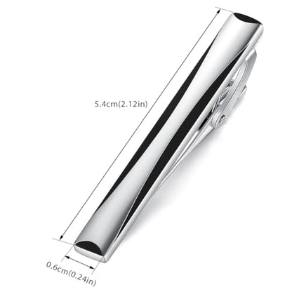 HONEY BEAR Silver Black Rectangle Cufflinks Tie Clips Set for Men Wedding | Business, Tarnish-Resistant, Steel-Plated Copper Base, Gift Box, for Groomsmen, Father, Husband, Anniversary, Formal Events