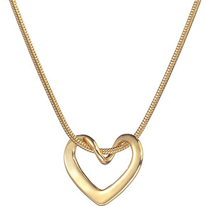 Jude Jewelers Stainless Steel Open Heart Charm Wedding Statement Birthday Holiday Pendant Necklace - color: Gold