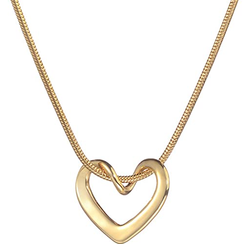 Jude Jewelers Stainless Steel Open Heart Charm Wedding Statement Birthday Holiday Pendant Necklace - color: Gold