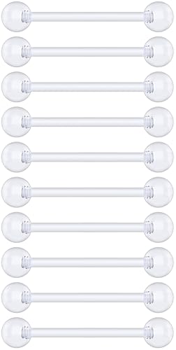 Plastic Tongue Rings For Surgery - Clear Plastic Tongue Rings For Work - Hypoallergenic Straight Barbell Bioflex Ring Piercing Jewelry - Clear Industrial Piercing Jewelry - color: 14G - 16mm (5/8)