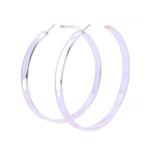 Colorful Big Hoop Earring Acrylic Open Large Hoop Earrings C Shape Trendy Chunky Earrings 80s 90s Retro Lightweight Statement Ear Jewelry Earring For Women - color: 9cm Pink