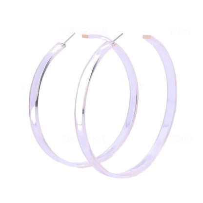 Colorful Big Hoop Earring Acrylic Open Large Hoop Earrings C Shape Trendy Chunky Earrings 80s 90s Retro Lightweight Statement Ear Jewelry Earring For Women - color: 9cm Pink