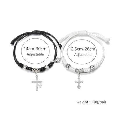 Matching Bracelets for Girlfriend Boyfriend, Couples Bracelets for Her Him, Matching Bracelet for Couples, Friendship Bracelets for Best Friends, Christmas Birthday Valentines Gifts for Women Men - style: Cross