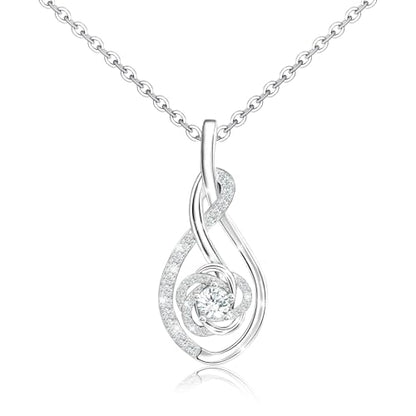 Sterling Silver Pendant Necklace Charms Hypoallergenic Fashion Jewelry Dainty Valentines Day Birthday Gift for Women - style: Rose Flower