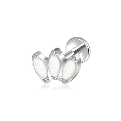 Lantine G23 Titanium Helix Piercing Jewelry Opal 16g Flat Back Stud Earrings Climber Labret Cartilage Tragus Daith Piercing Jewelry - color: White Opal, size: 16g 6mm