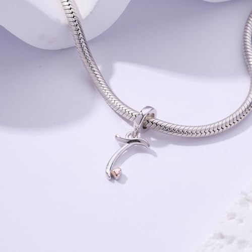 Letter Charms for Pandora Bracelets 925 Sterling Silver Alphabet Initial Charms Bead Jewelry Gift for Women - style: Initial T