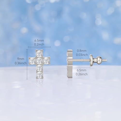 Limerencia G23 Pure Titanium Hypoallergenic Earrings | F136 Implant Grade Titanium Jewelry for Sensitive Ears - color: Cross CZ Silver