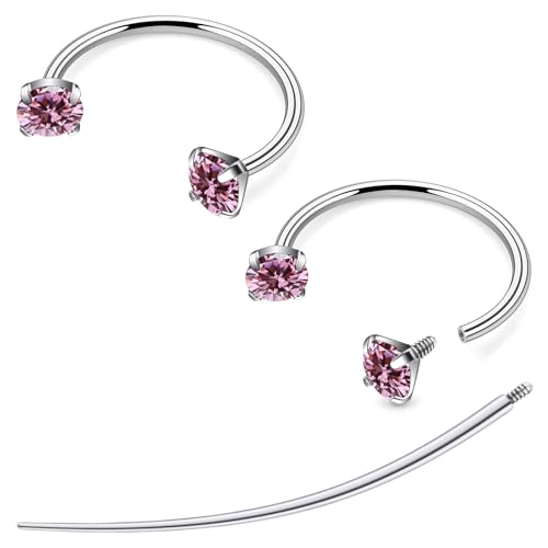 F136 Titanium 20/18/16/14g Horseshoe Nose Septum Lip Ear Rings Piercings 8/10/12mm Cartilage Helix Daith Earrings Jewelry for Women Men - color: Pink, size: 20g*1/2in(12mm)