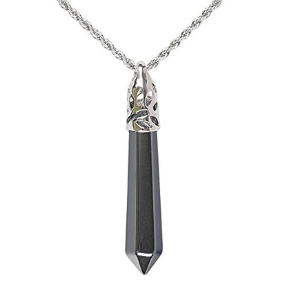 Justinstones Hexagonal Pointed Reiki Chakra Pendant Stainless Steel Chain Necklace 20 Inch Iron Gift Box - color: Hematite