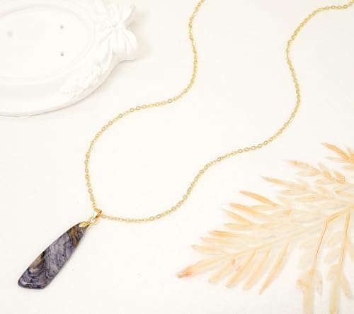 Nature Stone Necklaces for Women Boho Pendant Necklace 18K Gold Chain Necklaces - color: White Blue