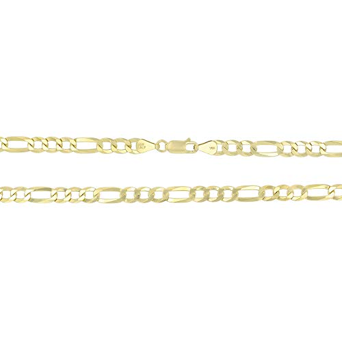 14K Gold or Rhodium Plated Silver Figaro Chain For Men | 1mm-13mm Thick | Solid 925 Figaro Italian Necklaces For Men - style: 5.50MM- Yellow
