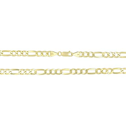 14K Gold or Rhodium Plated Silver Figaro Chain For Men | 1mm-13mm Thick | Solid 925 Figaro Italian Necklaces For Men - style: 5.50MM- Yellow