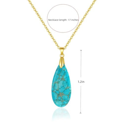 Inspirational Gifts Healing Gold Pendant Gold Necklaces for Women，Get Well Soon Encouragement Gifts for Women Friends Sister Mom, Natural stone Pendant Healing boho Friendship Jewelry for women - color: Green - Gold