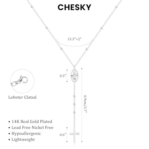 CHESKY Long Necklace for Women, 14k Gold Plated/Streling Silver Lariat Y Necklaces - style: y necklace 02