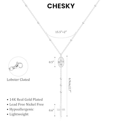 CHESKY Long Necklace for Women, 14k Gold Plated/Streling Silver Lariat Y Necklaces - style: y necklace 02