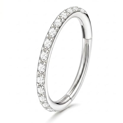 Staligue Nose Hoop ring - 316L Surgical Steel Nose Ring 16/18/20G Hinged Diamond Nose Ring Hoop Septum Clicker Rings Cartilage Earring Helix Rook Tragus Daith Piercing Jewelry for Women 6MM/8MM/10MM/12MM - color: Silver, size: 18G-6MM