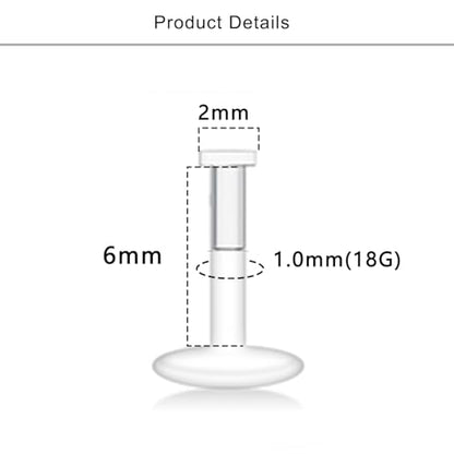 Lcolyoli 30PCS 16G 18G Clear Nose Studs Push Top Piercing Retainers 2mm Flat & Ball Top Bioflex Lip Rings Labret Retainer for Women Men 6-10mm Bar Length - color: Flat Top-30Pcs-18G-1/4"