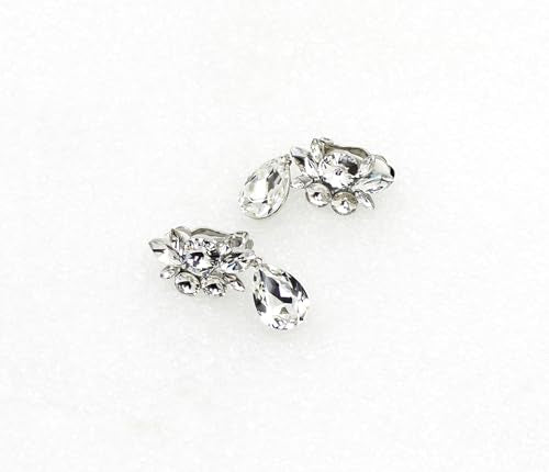 Faship Statement Dangling Floral Clip On Earrings For Women - color: Clear