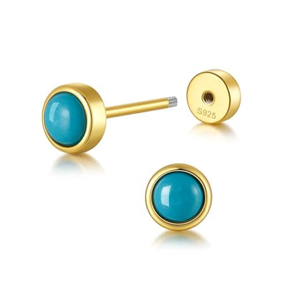 CHIC & ARTSY 18K Gold Plated Solid 925 Sterling Silver Flat Back Earrings for Women Multiple Piercings Screw Back Earrings Cartilage Hypoallergenic Jewelry - style: 925 Silver Flat Back #01