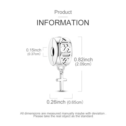 925 Sterling Silver Charms,Hypoallergenic Beads,Compatible with Pandora Bracelets and Necklaces,Women Holiday Gift Pendants - color: Fish Cross Clip