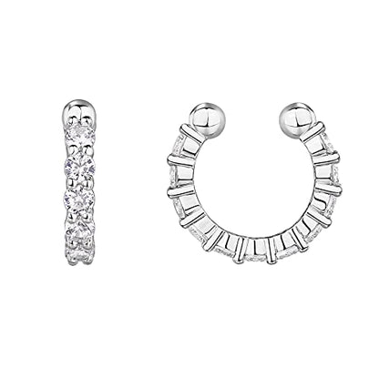 PAVOI 14K Gold Plated CZ Ear Cuff Earrings for Women, Clip On Cartilage | Hypoallergenic Huggie Ear Cuffs with Cubic Zirconia - style: CZ - Wide