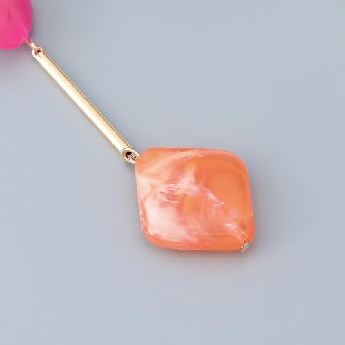 Acrylic Geometric Earrings Round Square Resin Earrings Lightweight Drop Earrings Resin Acetate Drop Dangle Hoop Earrings Long Tassel Fashion Jewelry Hollow Marble Design for Women - color: Colorful