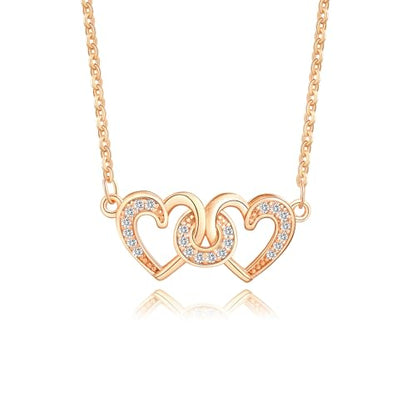 Gold Plated Pendant Necklaces for Women Cubic Zirconia Accent 18 Inch Adjustable Chain Hypoallergenic Gift for Wife Mom Birthday Valentines Day - style: Heart knot