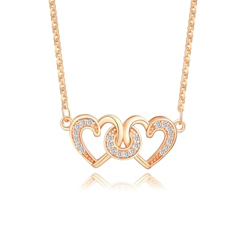 Gold Plated Pendant Necklaces for Women Cubic Zirconia Accent 18 Inch Adjustable Chain Hypoallergenic Gift for Wife Mom Birthday Valentines Day - style: Heart knot